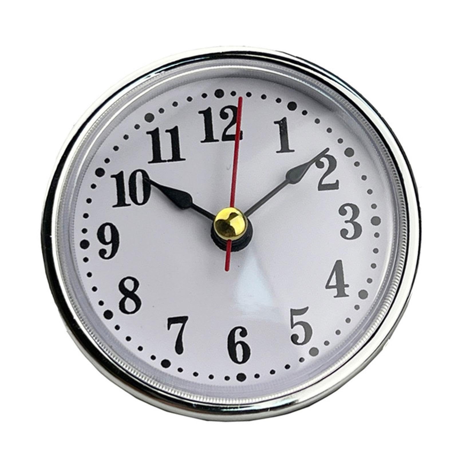 hogtnd Miniture 2-1/2" 65mm Round Movement White Dial Gold Silver Arabic Numeral Clock Insert