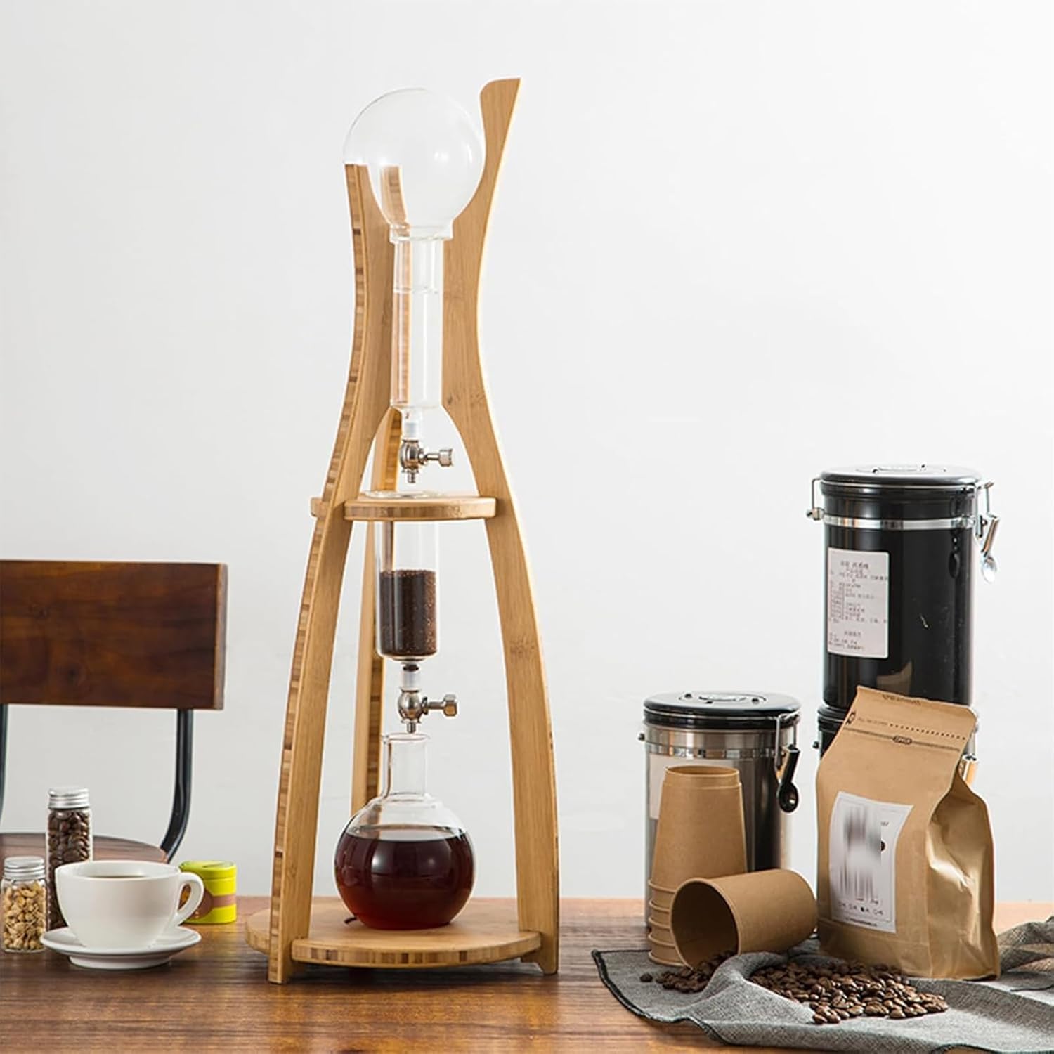 Modern Cold Brew Tower Coffee Maker, Cold Brew Maker Manual Cold Brew Coffee Tower Drip System, Ice Drip Coffee Maker, Cold Brew Tower, for Home, Reusable Cold Tea Maker