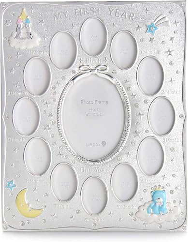 LASODY Marco de fotos del primer año del bebé, primer año por mes,Marco de fotos de bebé