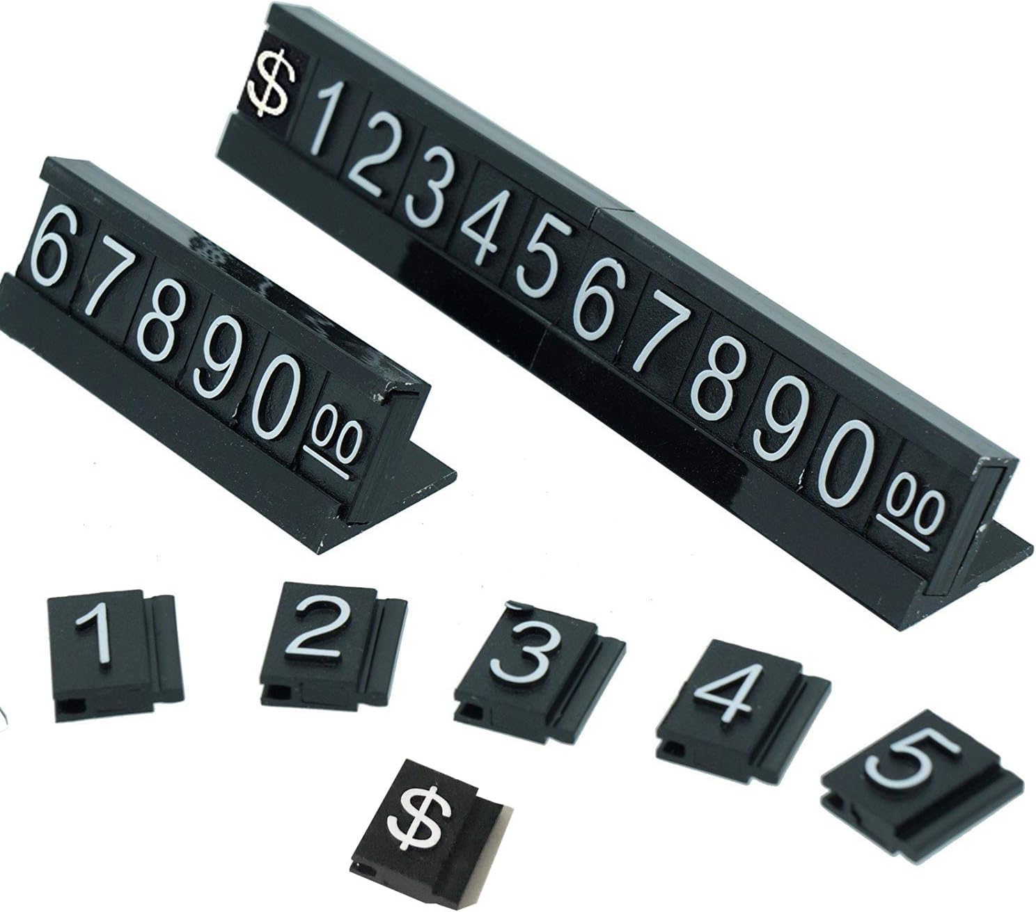 Price Tag Adjustable Counter Stand Label Metal Sale Price Display Stand 16 Sets (Black)