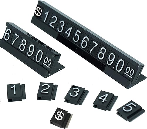 Etiqueta de precio Soporte de mostrador ajustable Etiqueta Metal Precio de venta Soporte de exhibición 16 juegos (negro) Negro