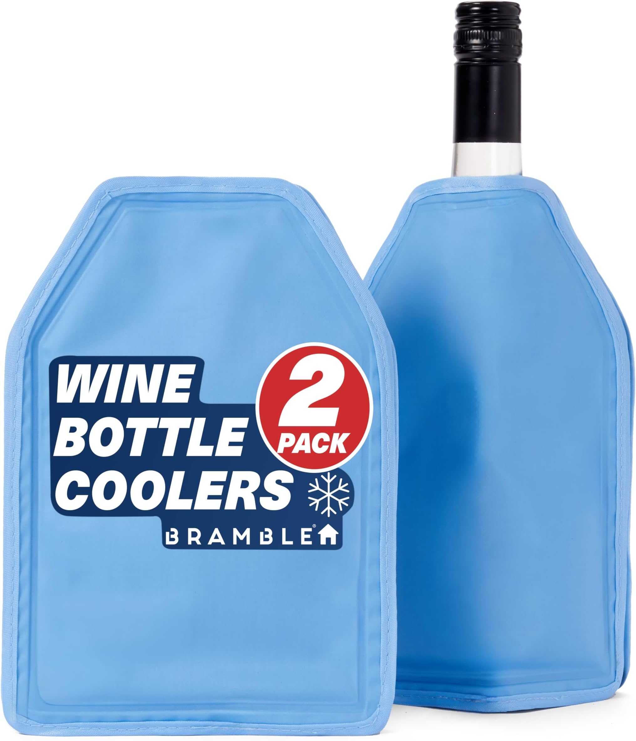 Bramble - 2 Pack Long Lasting Gel Wine & Champagne Cooler Bottles Sleeves (22.5 x 15.5 cm) - Keep Drinks Ice Cool for Summer Barbecue Party Picnic