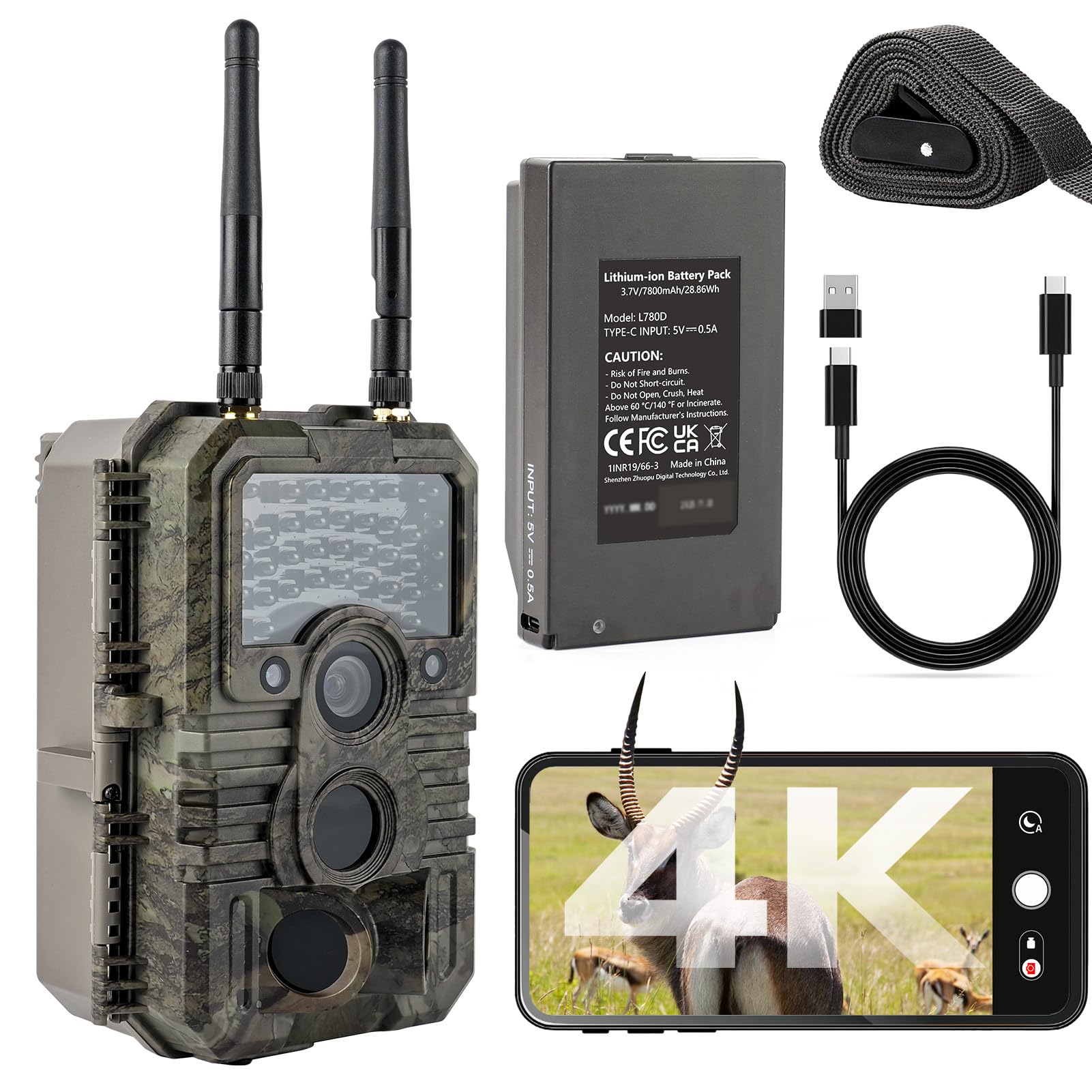 GardePro E9 2.0 Pro 4K Wildkamera WLAN mit 7800mAh Akku