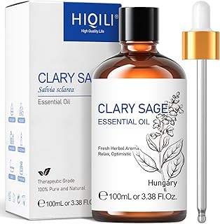 HIQILI Clary Sage Oil Essential Oil, Premium Clary Sage Oil for Aromatherapy Diffuser Skin Hair Care -100mL 3.38 Fl Oz.