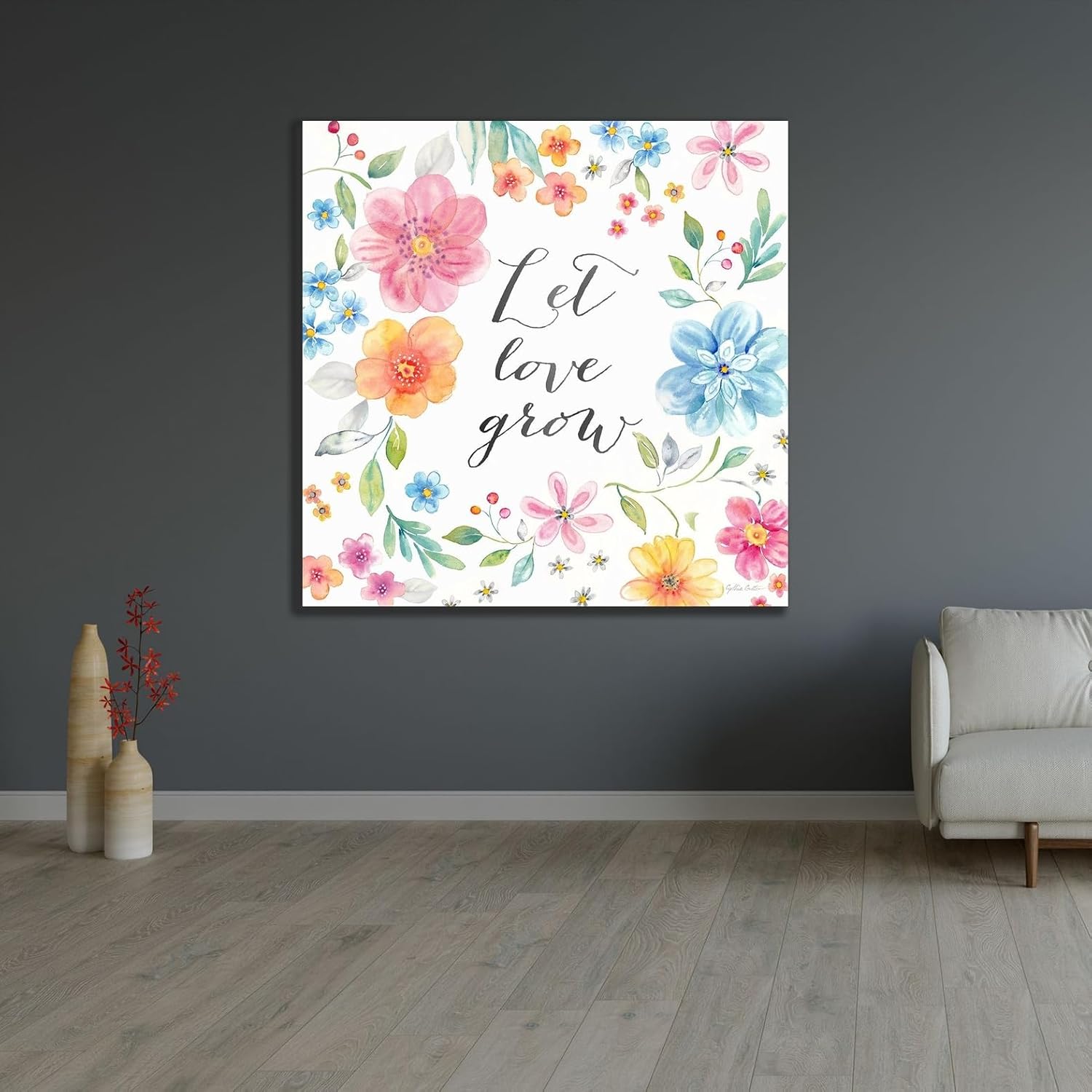 ArtDirect Whimsical Blooms Sentiment II Unframed Art Print Giclee Poster by Coulter, Cynthia - Ready for Framing with Customization Sizes 8x8, 11x11, 16x16, 24x24, 36x36, and 48x48 Inches