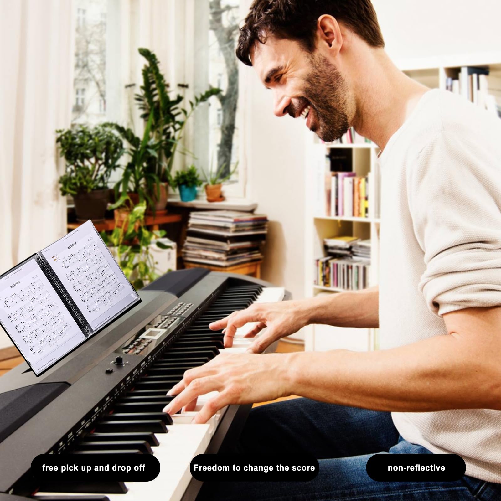 Raccoglitore Porta Spartiti Musicali 30 pagine/90 tasche Cartelle Portaspartiti Musicali A4 Clef Scrivibile Borsa Porta Documenti Musicale Cartella per Suonatori di Strumenti
