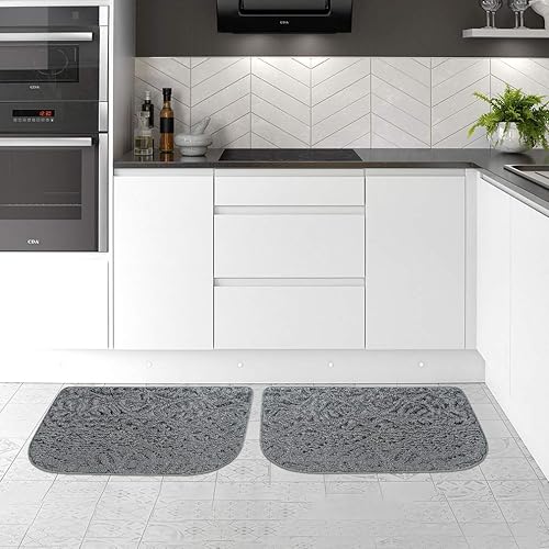 VANZAVANZU - Tapetes de cocina antideslizantes, forma semicircular, con parte inferior de látex, tapetes absorbentes y lavables a máquina, para