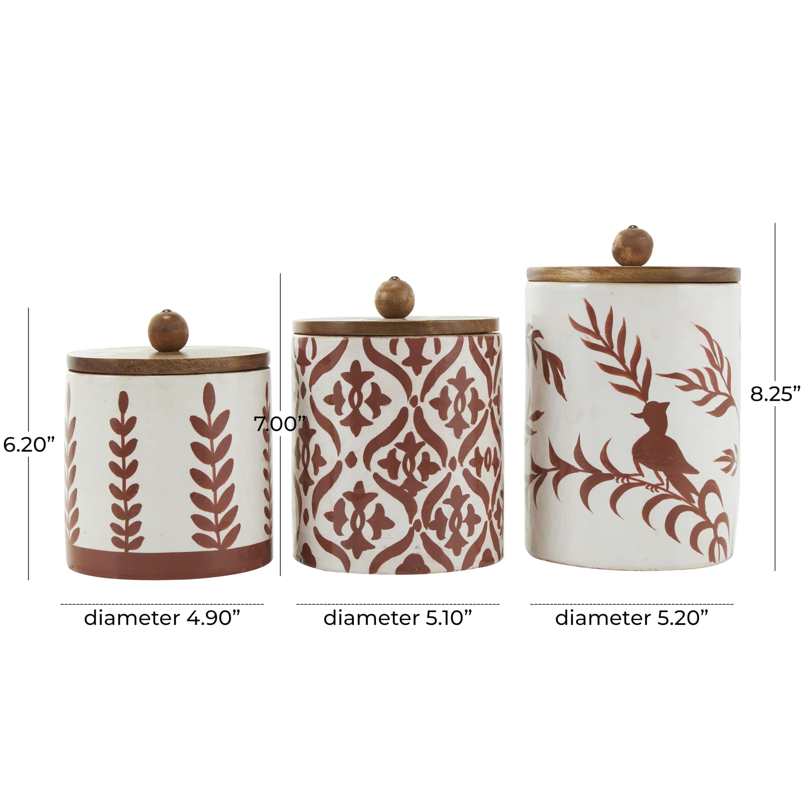 Amazon.com: Deco 79 Ceramic Floral Decorative Canisters with Wood