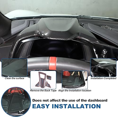 Miniatura 5 de Cubierta de panel de control compatible con Corvette C8 Stingray 2020-2024 ABS 4 piezas de cubierta de borde superior del salpicadero, accesorios