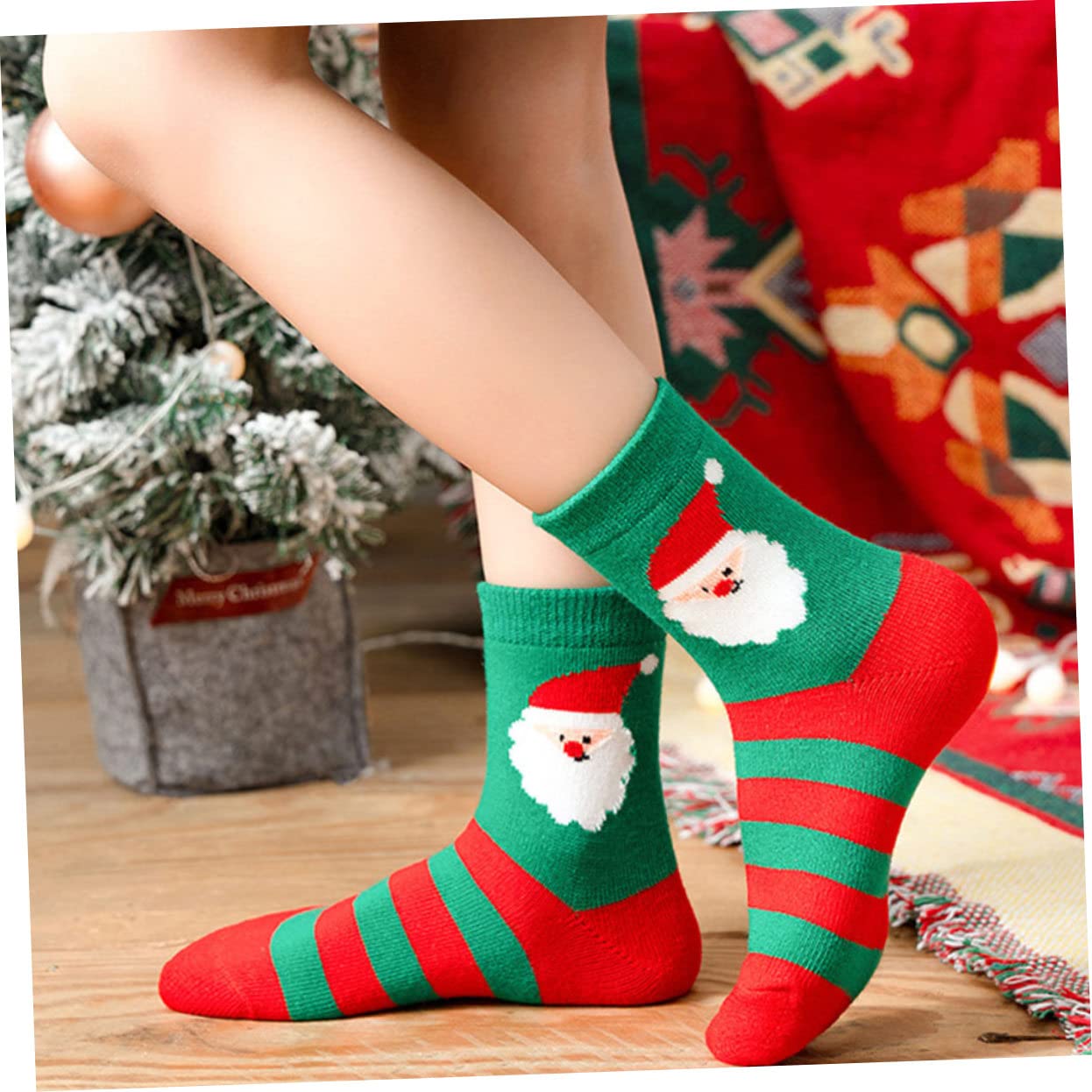 OUNONA 15paare Weihnachtskindersocken Mit Cartoon-Motiven Lustige Mittellange Socken Für Jungen Und Mädchen Atmungsaktiv Und Für Festliche