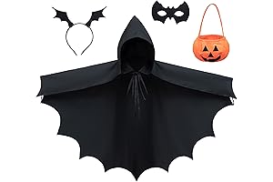 Kids Bat Wings Cloak Robe Hooded Cape for Dragon Vampire Cosplay Mask...