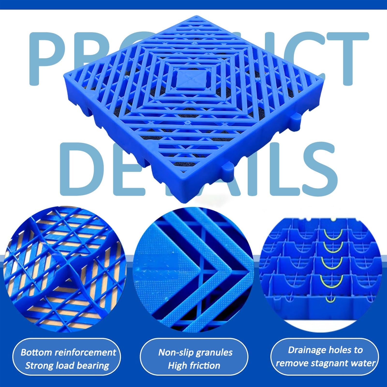 Lot de 4 palettes emboîtables en plastique durable pour le stockage de sous-sol, design léger et emboîtable pour une organisation facile, idéal pour les marchandises et le sol extérieur de la cage