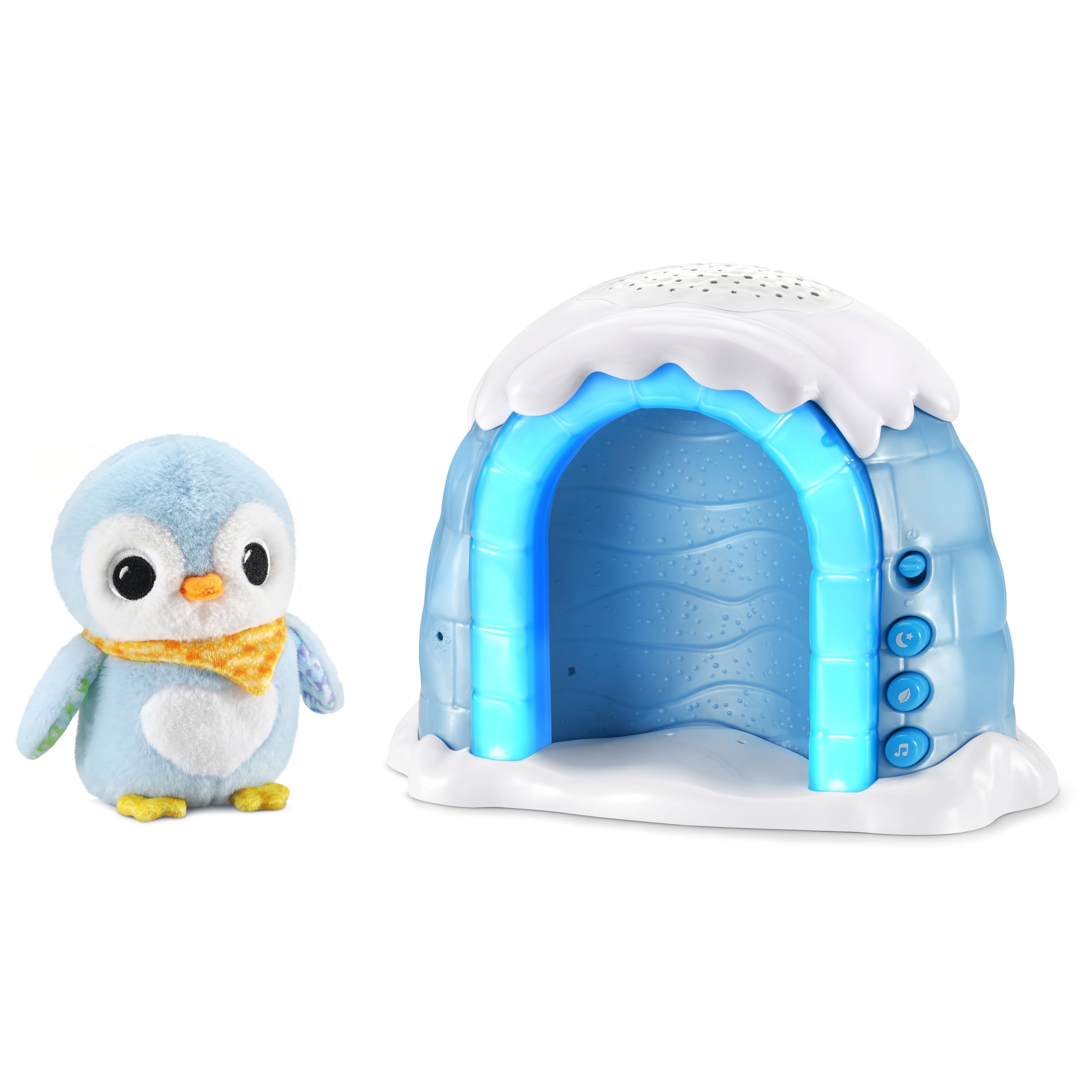 VTech – Luz Nocturna P'tit Pingüino Noche Estrellada, Igloo Nightlight para bebé Musical, proyección Luminosa en el Techo, música Suave, Ruidos Blancos, Doudou pingüino, Regalo de Nacimiento –