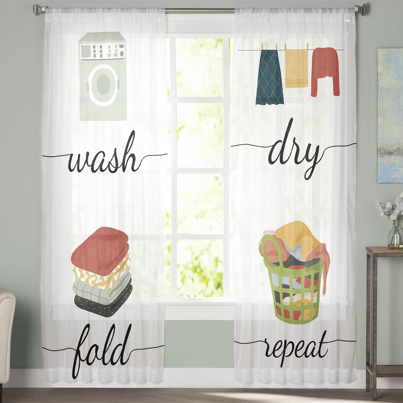 Buy Laundry Voile Sheer Curtain 84 Inch, Rod Pocket White Sheer Window