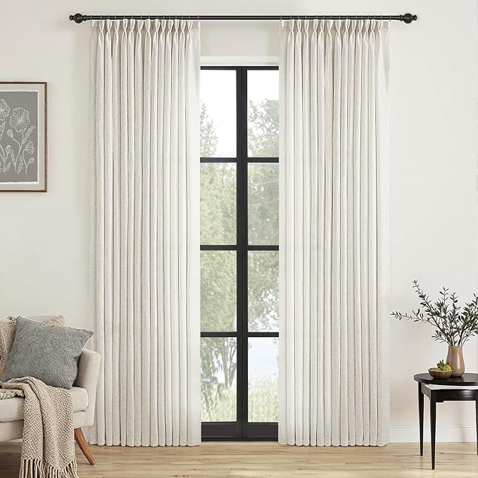 Amazon.com: MIULEE Pinch Pleated Natural Linen Curtains 92 Inches Long ...