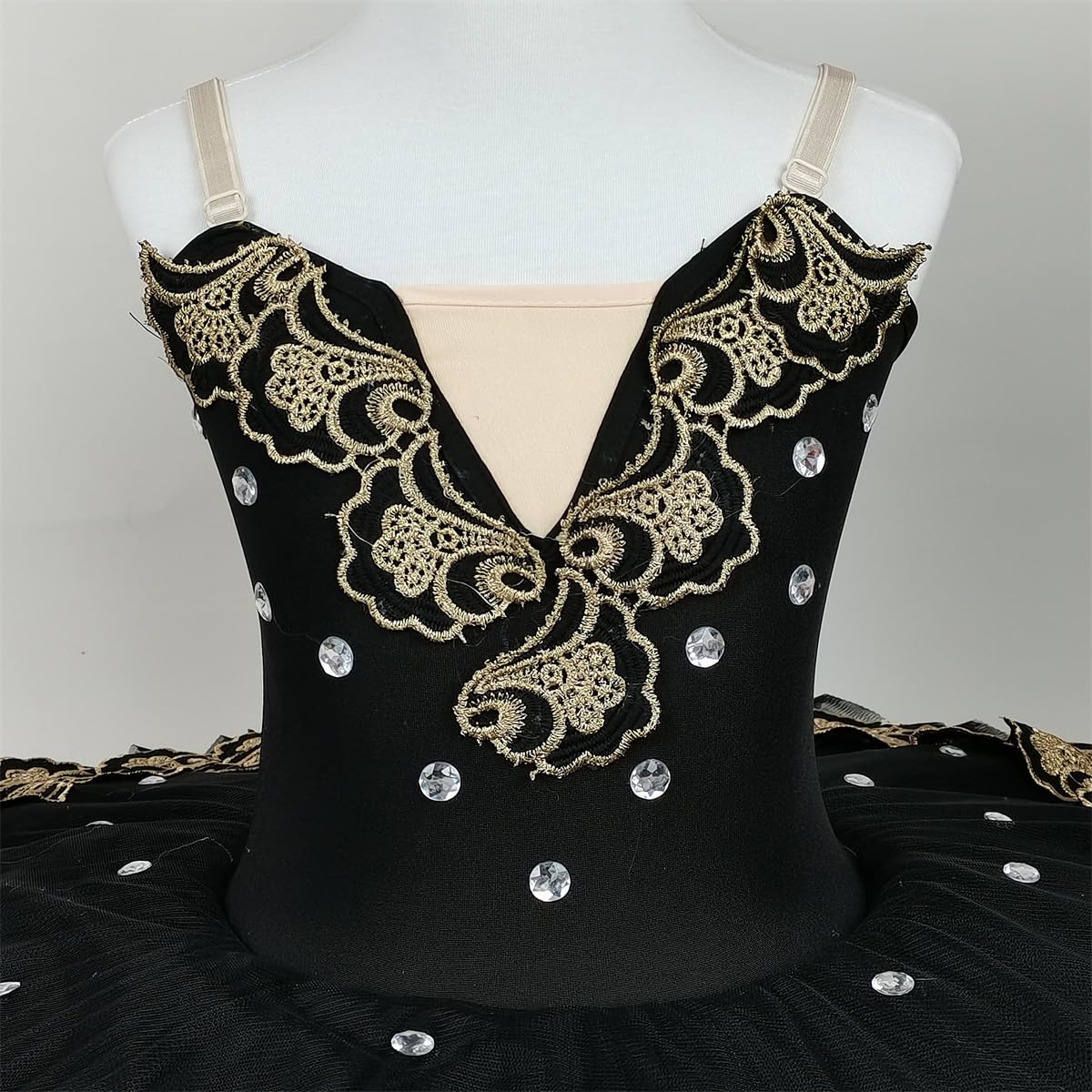 Mädchen Kinder Schwarz Professionelles Pancake Ballett-Tutu, Schwanensee-Motiv Ballettkleid, tanzaufführungen