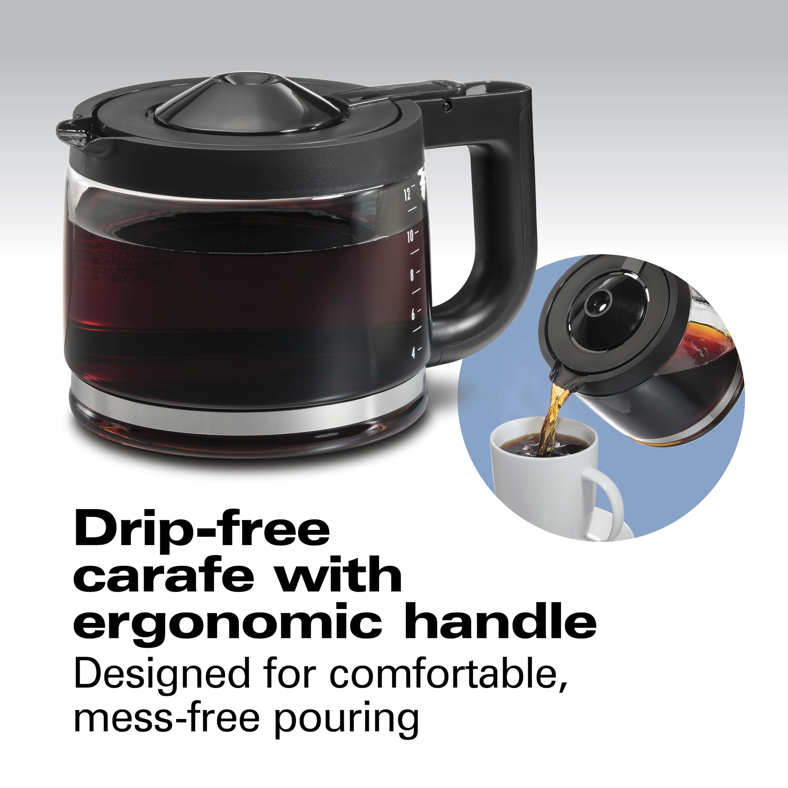 Hamilton Beach Professional Programmable Drip Coffee Maker, 12 Cup Capacity Ergonomic Carafe, 60oz Removable Reservoir,120 volts, Brushed Metal (49500)