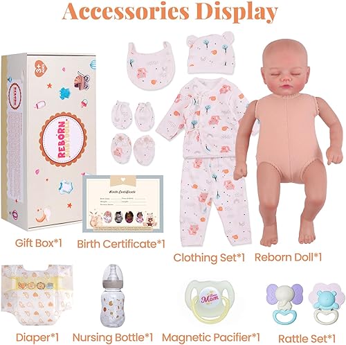 Miniatura 6 de BABESIDE Muñecas de bebé recién nacidas realistas de 17 pulgadas con cuerpo suave y accesorios posables, regalo para niños a partir de 3 años, juego
