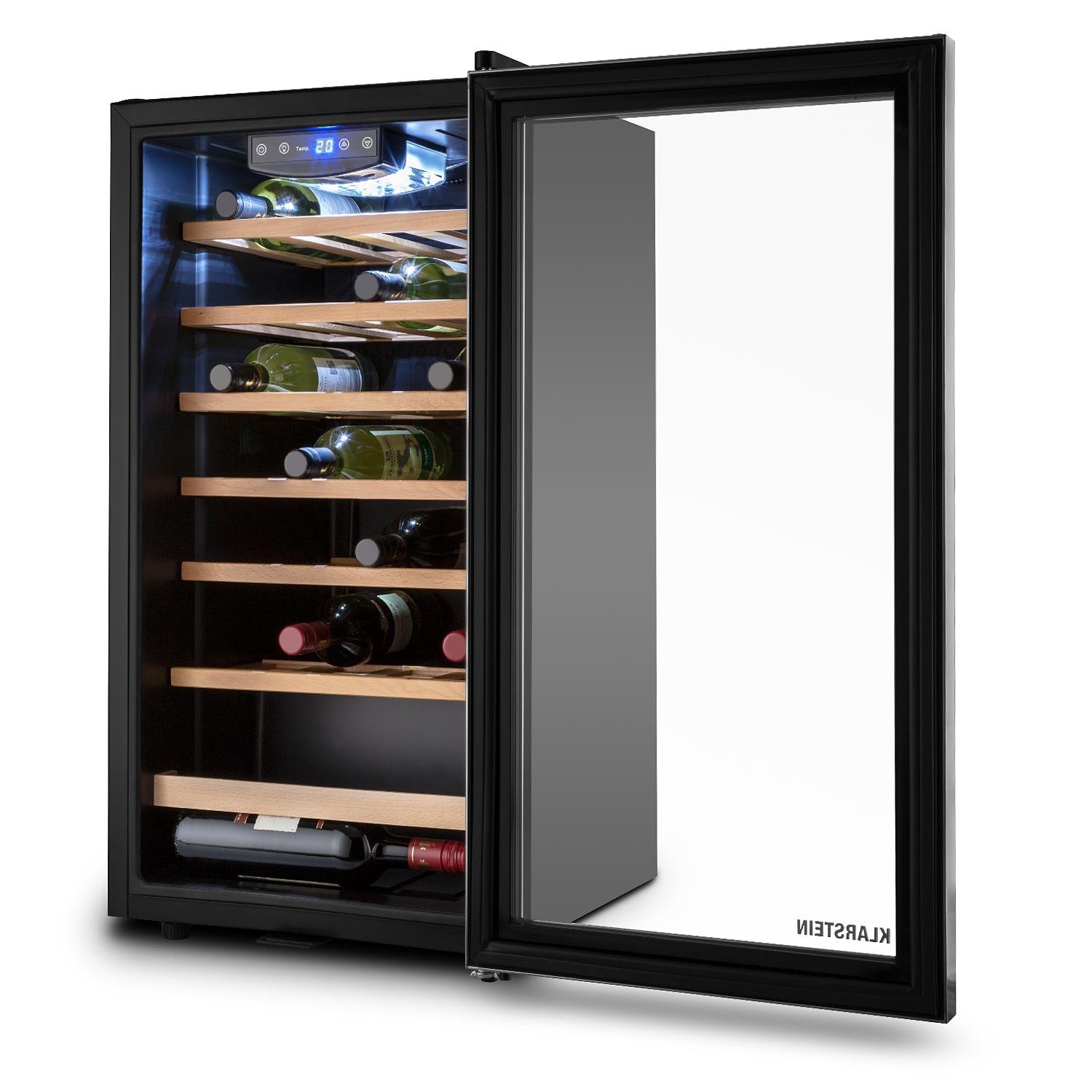 Klarstein Vivo Wine 26 Wine Cellar 26-bottle 88 L Beverage Cooler Stainless Steel