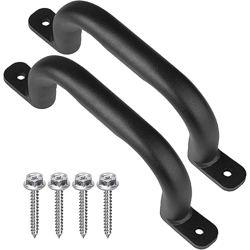10" Black Playground Safety Handles 2 Pack, Metal Swing Set Handles, Climbing Frame Hand Grips for Treehouse, Jungle Gym