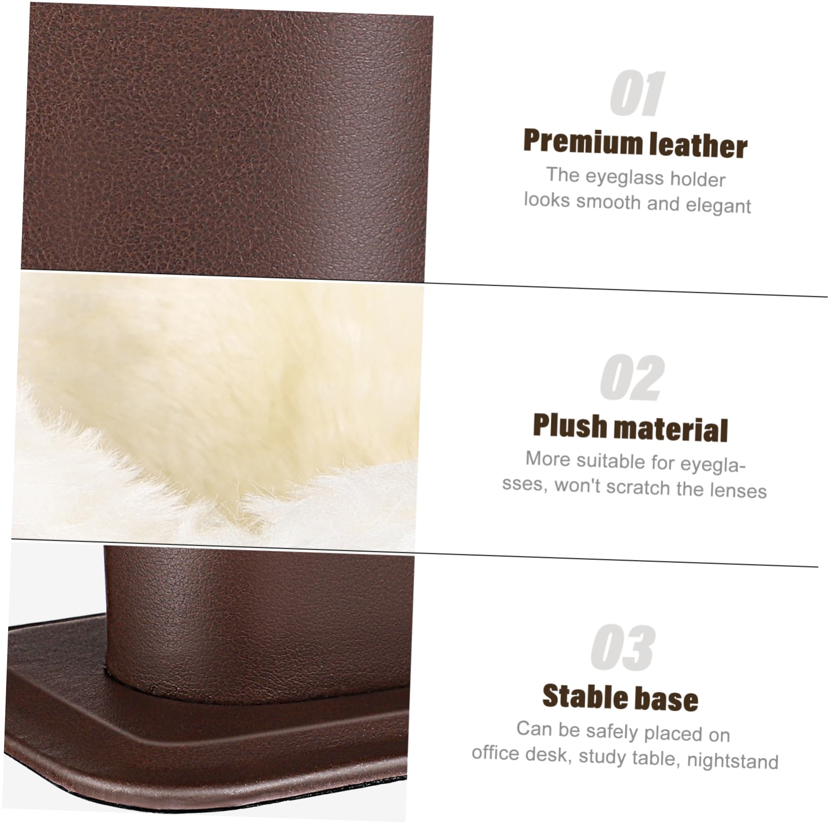 Toyandona 2 confezioni di supporti per occhiali in pelle con morbido rivestimento in peluche PU per occhiali, per scrivanie, comodino e altro ancora