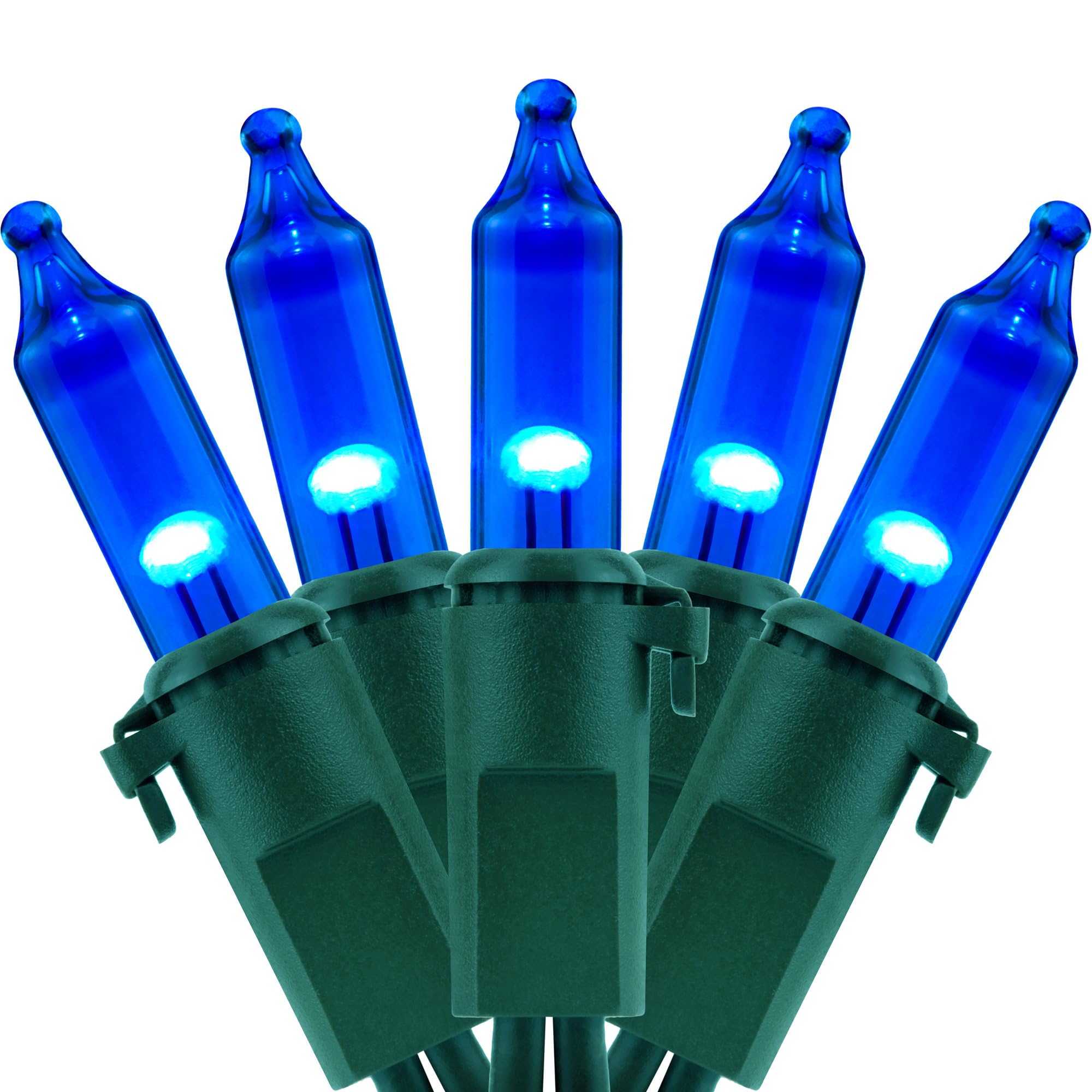 YULETIME 200 Blue Christmas String Lights, 2 Set 33 ft 100 ct Green Wire