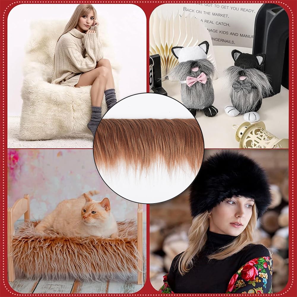 Tapis En Fourrure à Poils Longs Blanc Ou Marron - L.38 X L.55 Cm