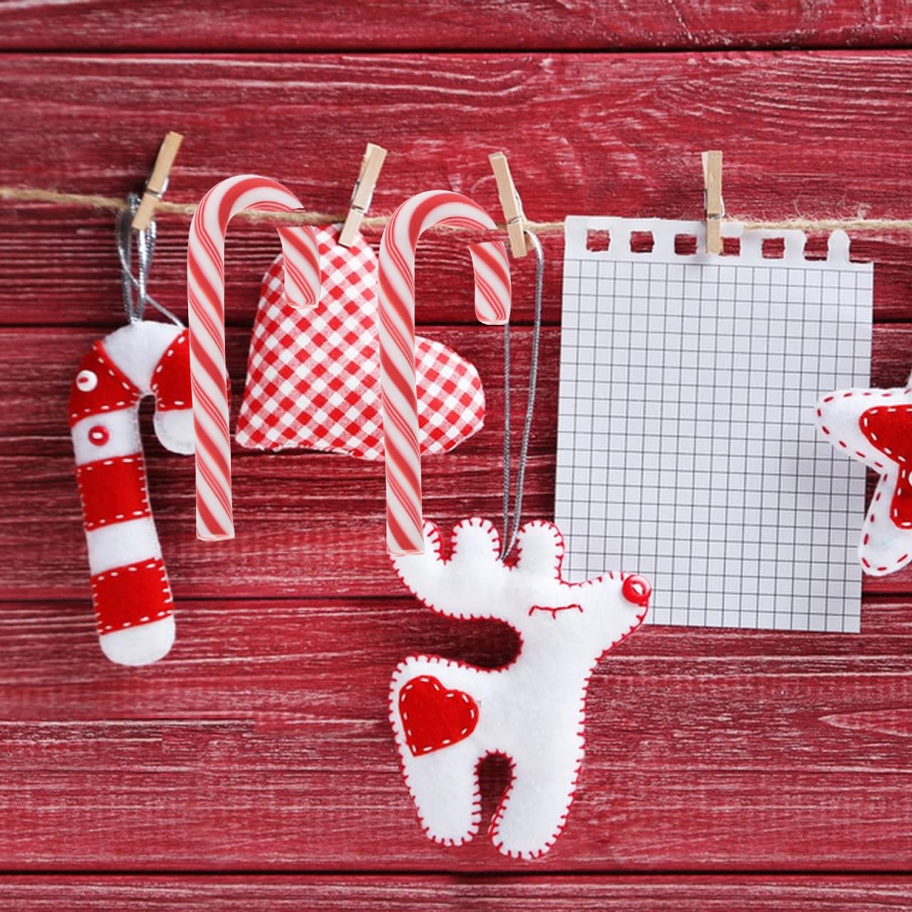 Zerodeko 100pcs Candy Cane Charms Cute Stripe Ornaments for Christmas Decor and Party Decorations Lightweight Reusable Peppermint Candy Cane Accessories