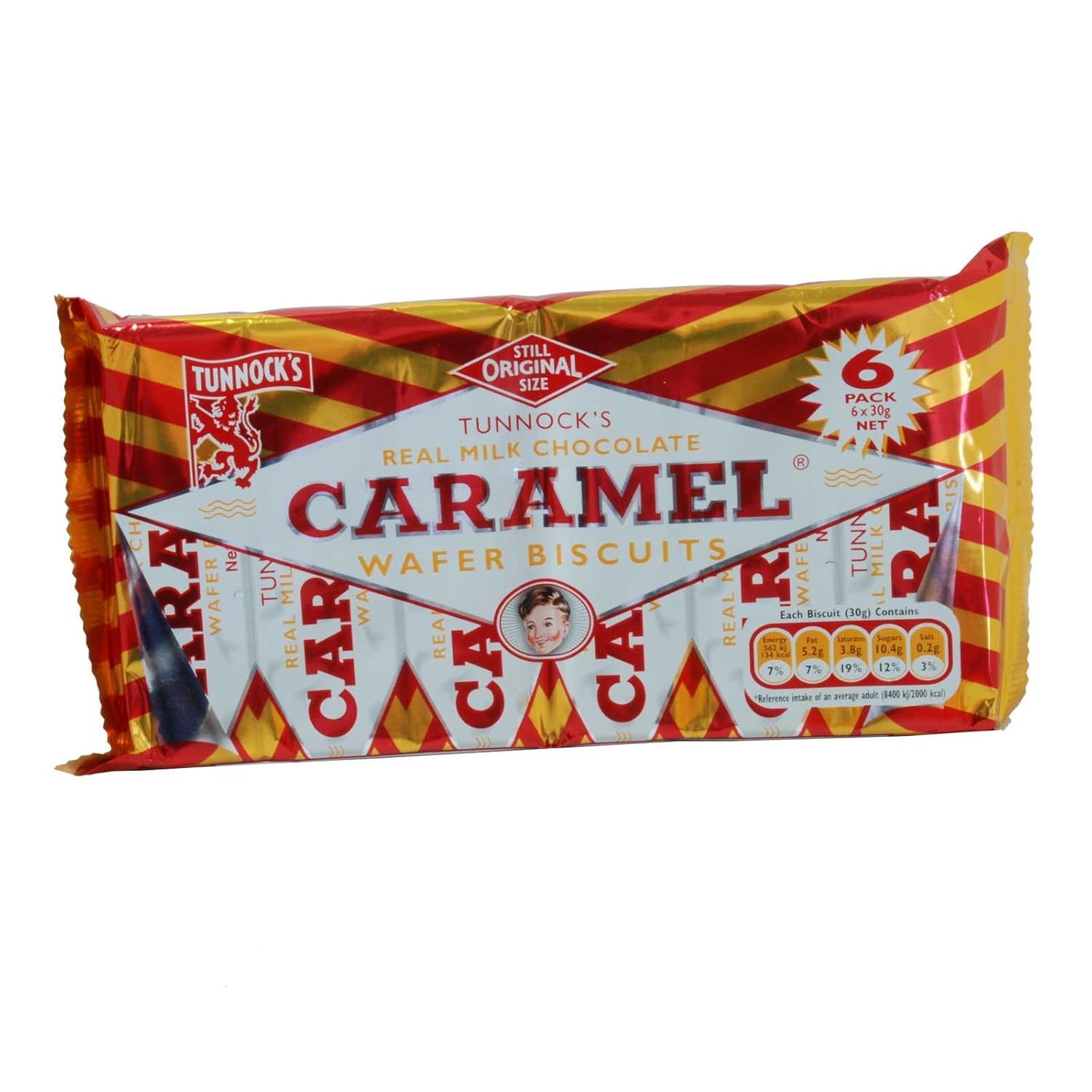 Tunnock's Caramel Wafer Biscuits, 4.4 Ounce Pack of 6