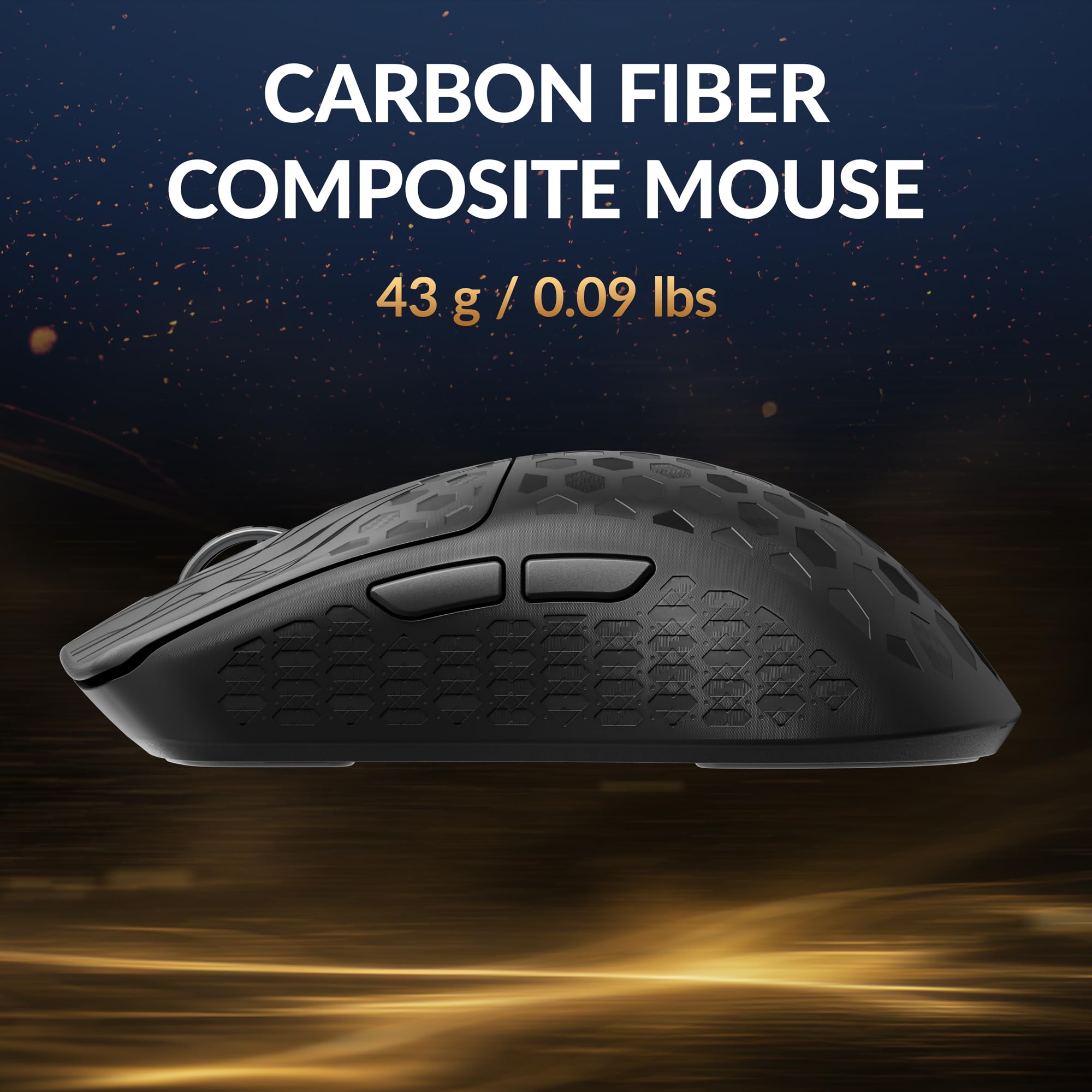 Keychron G5 8K Carbonfaser kabellos Gaming-Maus, DPI bis zu 30000, 43g Ultraleicht, 2,4 GHz/Bluetooth/USB-C, PAW3950-Sensor, RGB-LED, Esport Gaming Maus 8000 Hz für PC, Mac und Laptop – Schwarz