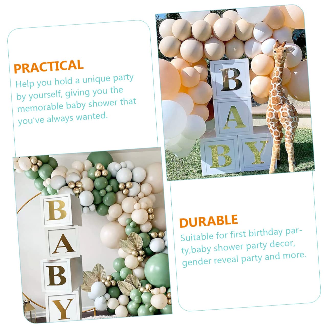 Caja para Globos Baby Letras, 1 Juego de Papel para Fiesta