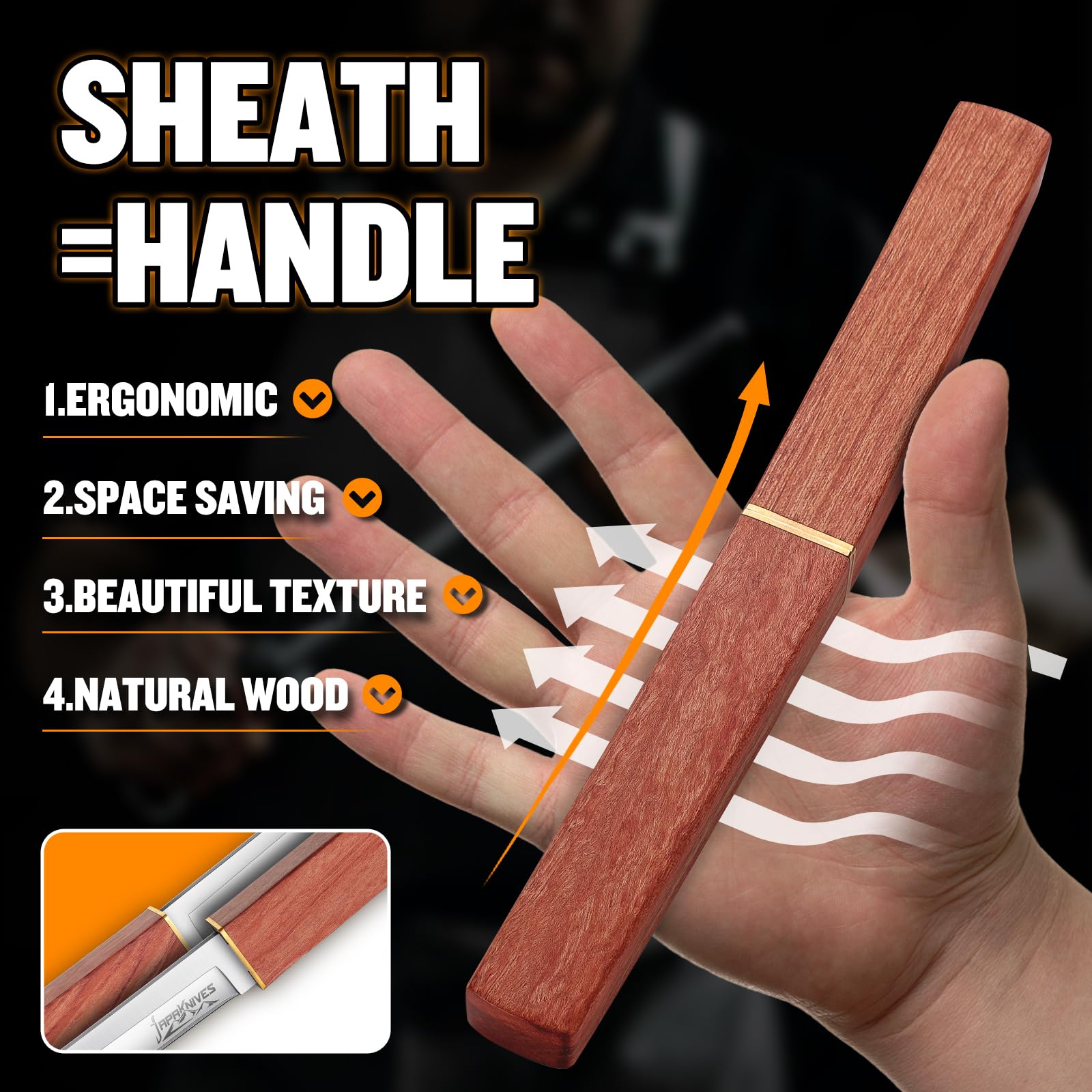 Japaknives Couteau à lame fixe pour l'extérieur 2 en 1 Couteau double en acier D2 Couteau de survie Couteau japonais Tanto pour le camping, la randonnée Cadeaux pour hommes