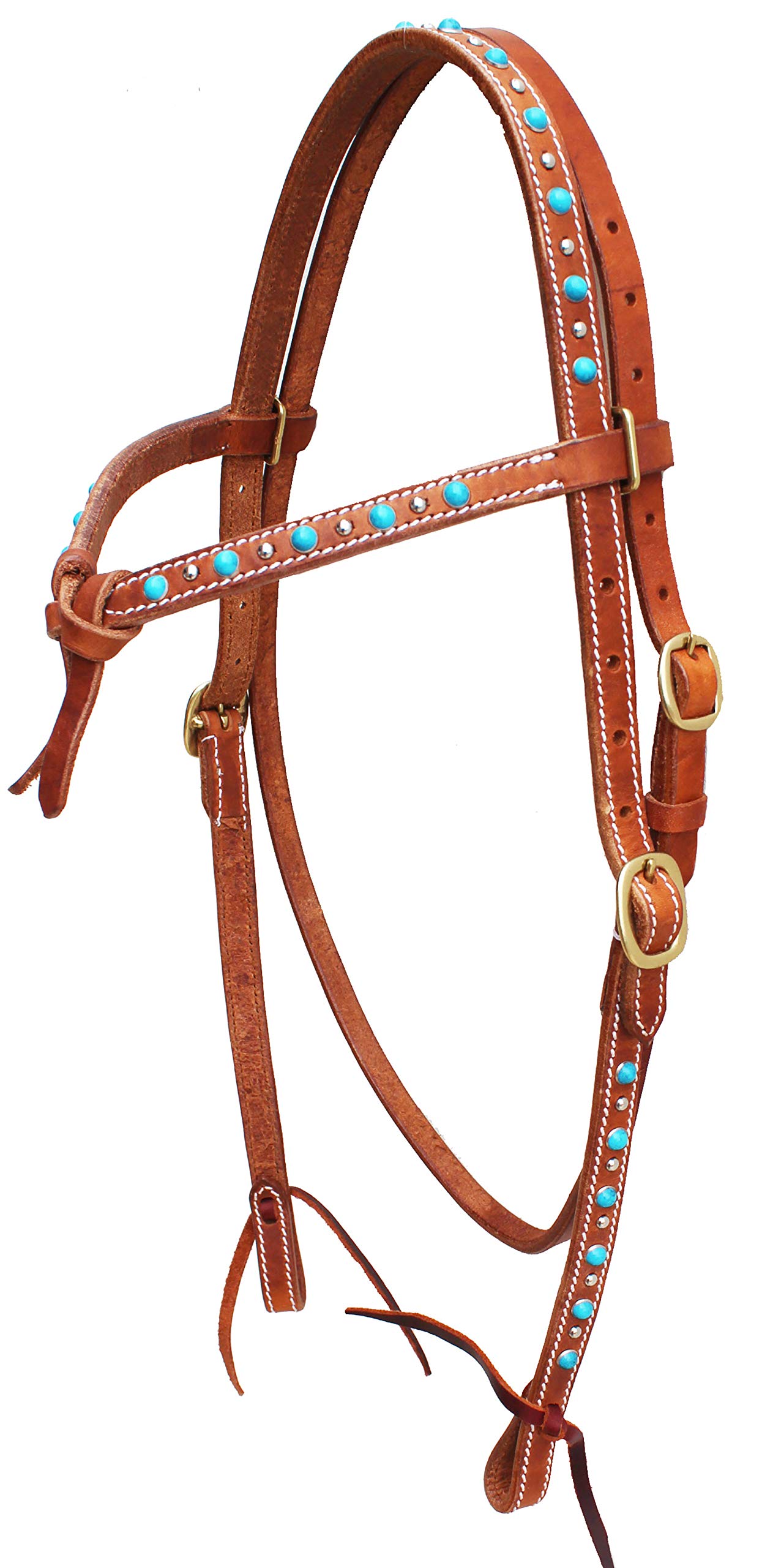 CHALLENGER Horse Western Turquoise Stone Horse Amish Tack Knotted Browband Bridle 78204TR