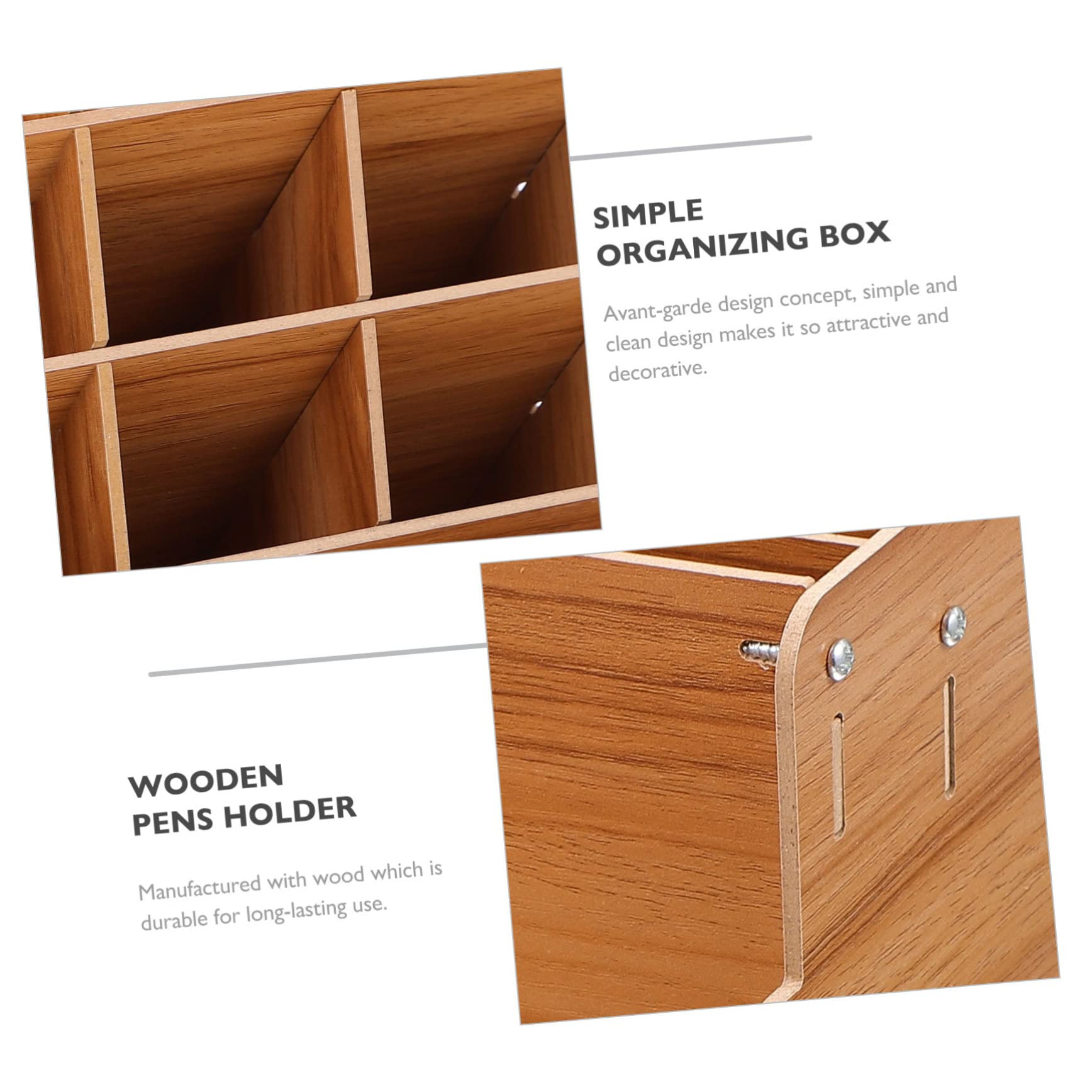 Portapenne da Scrivania in Legno Scomparti Multipli, Solido e Resistente, Organizer per Ufficio per Mantenere la Scrivania Ordinata