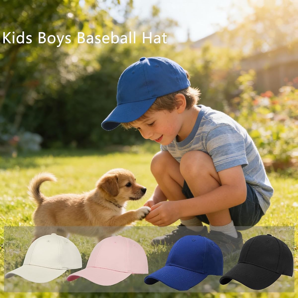 Kids Boys Girls Baseball Caps Cotton Lightweight Adjustable Sports Baseball Hat UV Protection Sun Hat Age 3-8 Years