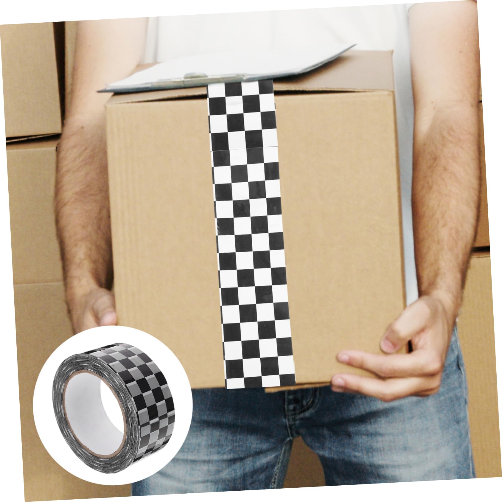 DOITOOL 5 Rollen Kariertes Paketklebeband aus Bopp Stark Klebend Leicht und für Kartonversiegelung DIY Verpackung Expressboxen Einfaches Design Vielseitig Einsetzbar
