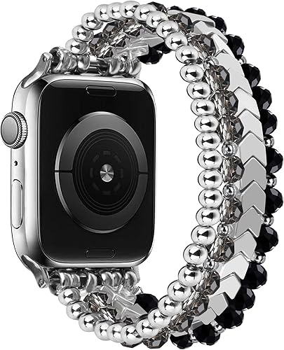 Miniatura 7 de MOFREE - Pulsera de cuentas elástica para reemplazo de correa de Apple Watch de 40 mm, 38 mm, 41 mm, 42 mm para Series SE, 10, 9, 8, 7, 6, 5, 4, 3,