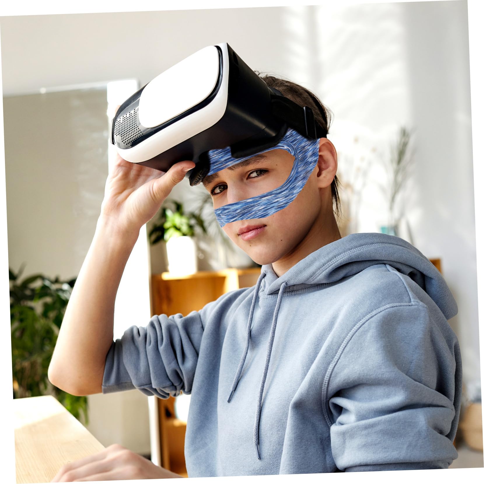 5pezzi Vr Eye Mask Cover Traspirante e Assorbente Per Headset Vr Regolabili Design Per Lunghe Sessioni