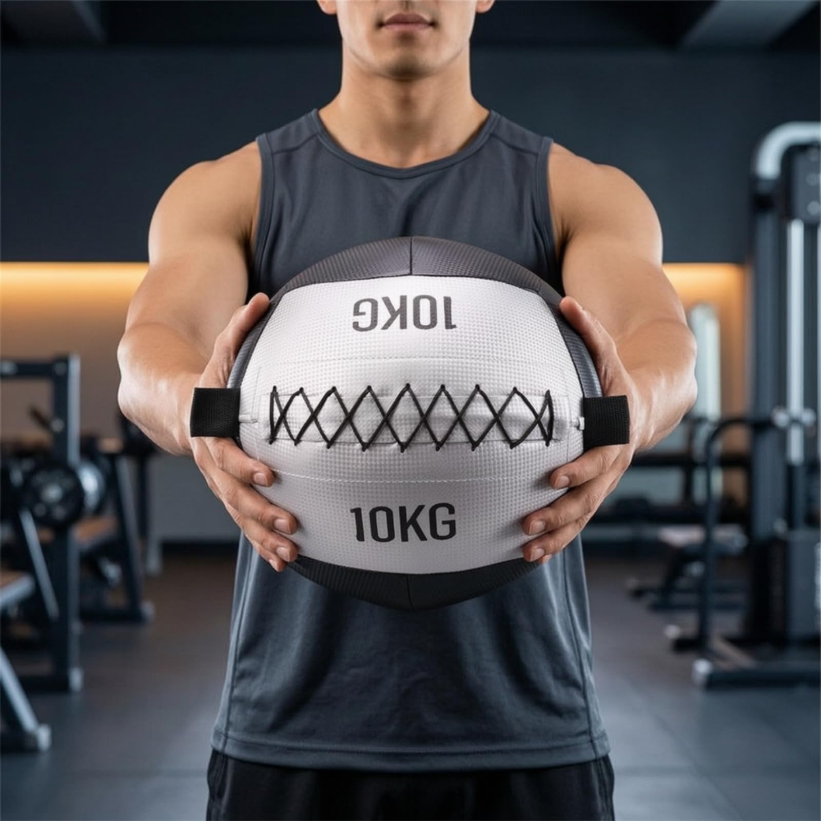 MERIGLARE Gewichteter Trainingsball Medizinball Gymnastikball Fitnessball mit Seitlichen Handgriffen Strukturierter Oberfläche Und Stabiler Naht Gefertigt aus