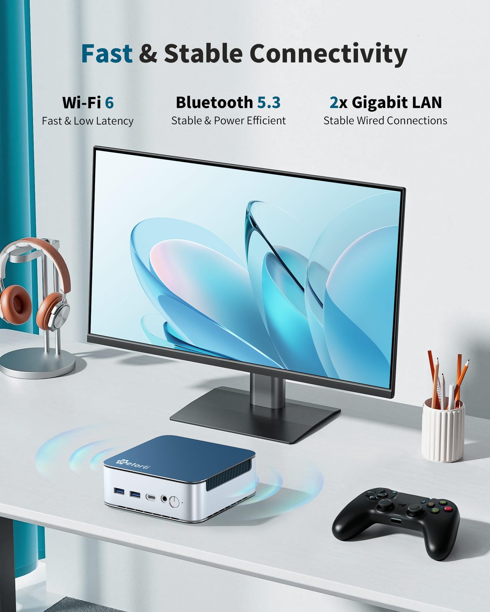 Getorli Mini PC Ryzen 5 6600H (Up to 4.5GHz), 32GB LPDDR5 1TB NVMe