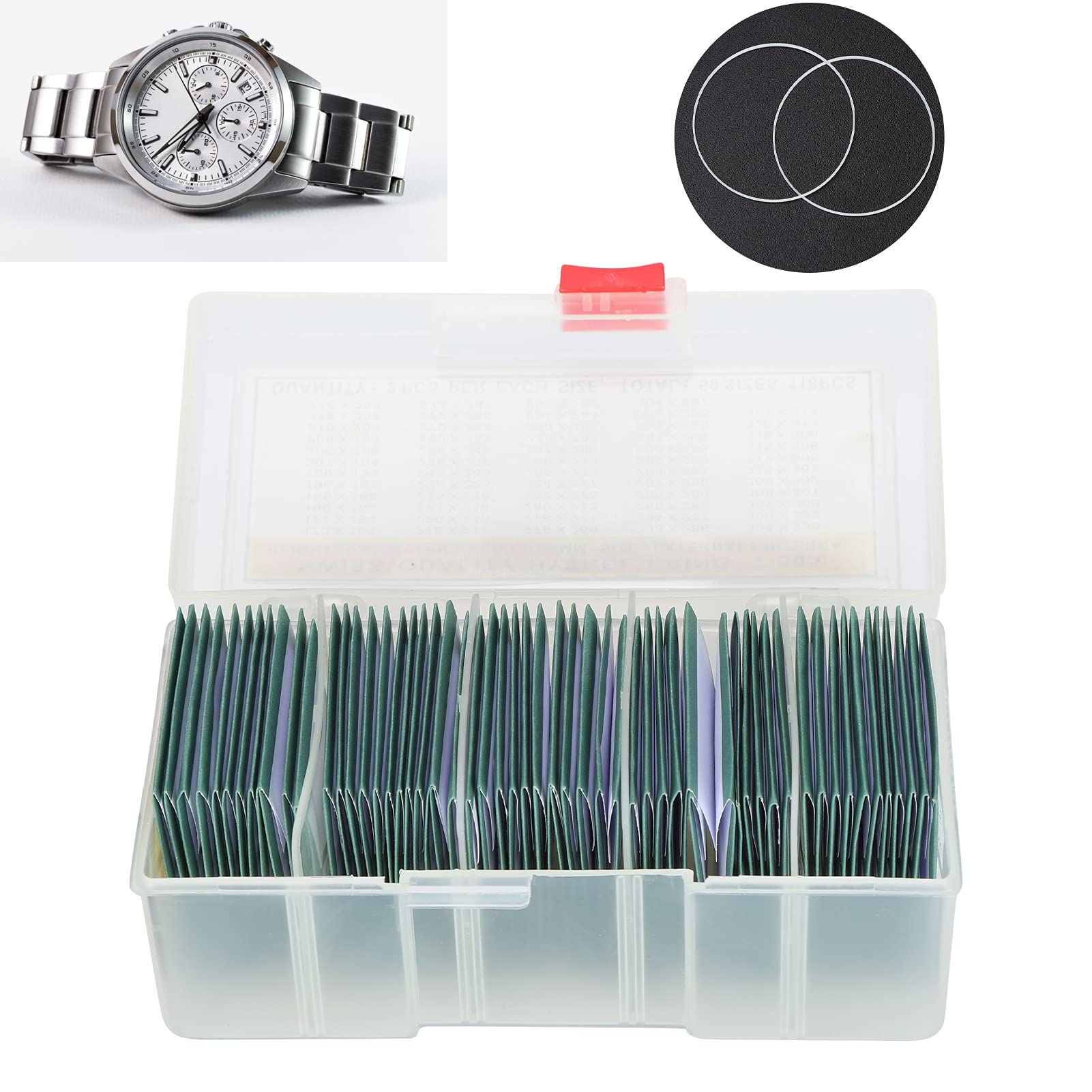 Guarnizione impermeabile a O-ring per retro di orologio T-685, rondelle di tenuta in gomma per orologi, kit assortito di 118 misure con scatola di conservazione, ideale per