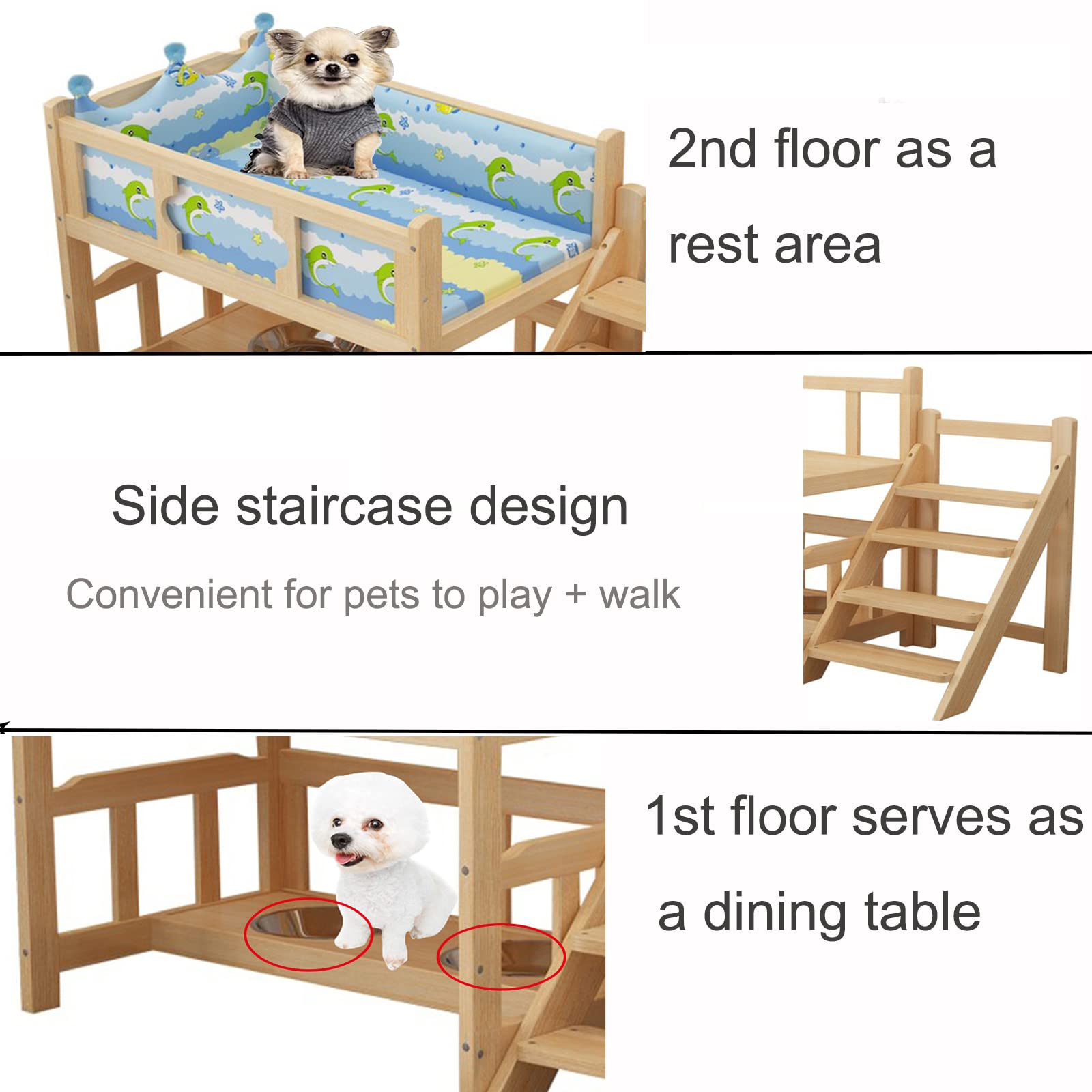 Amazon.co.jp: ペットベッド 2層無垢材の犬用ベッドフレーム、取り外し