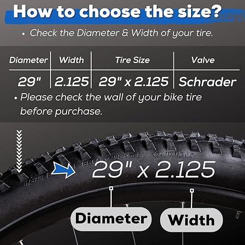 Miniatura 3 de Corki Cycles - Tubo para bicicleta de montaña de 29 pulgadas x 1.75 pulgadas 1.95 2.0 2.1 2.125 2.2 2.25 2.3 2.35 2.4 válvula Presta 1.890 inválvula