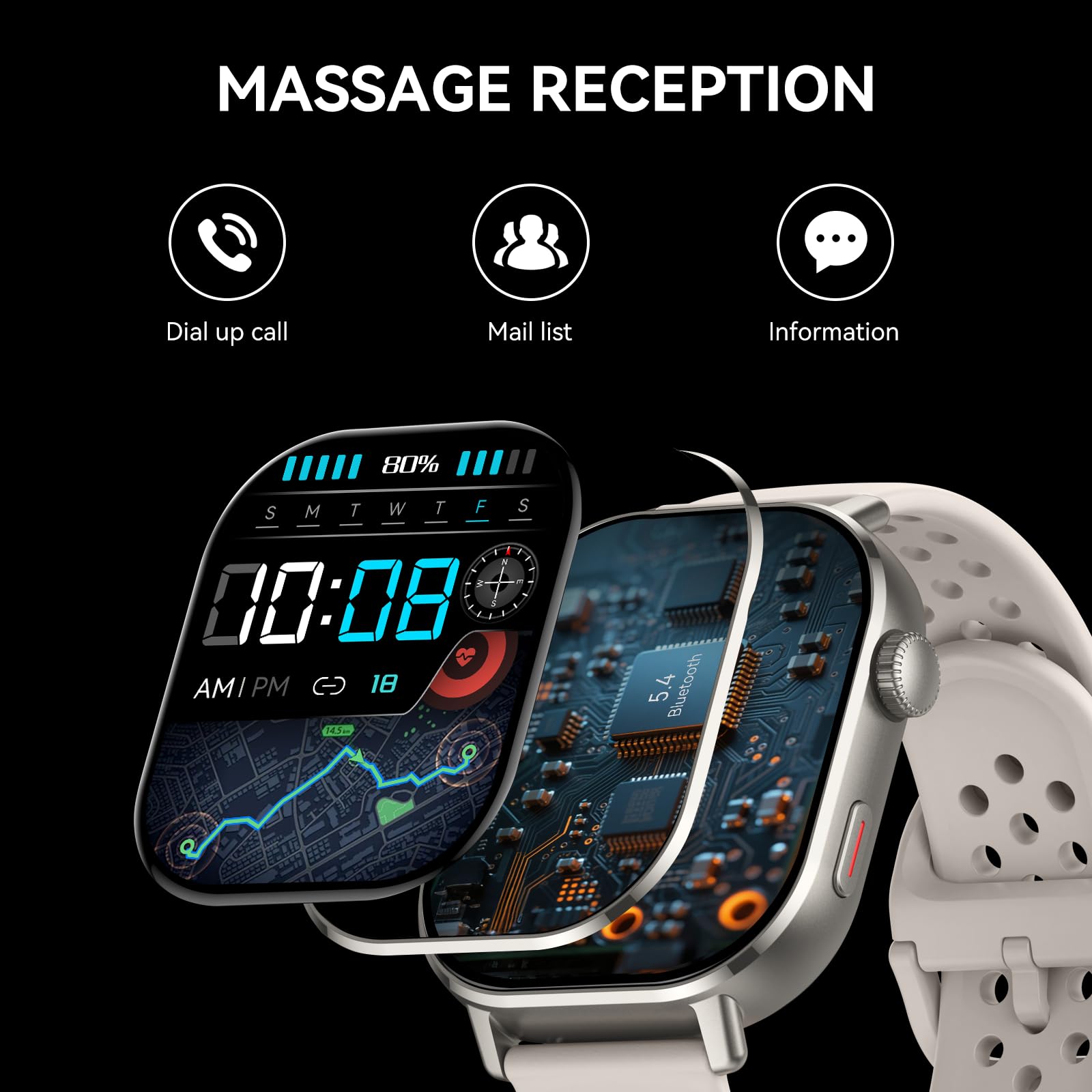 Orologio intelligente con GPS, schermo AMOLED da 2,0 pollici, per uomini e donne (rispondere/effettuare chiamate), 178+ orologio sportivo fitness con frequenza cardiaca/monitoraggio del sonno/SpO2
