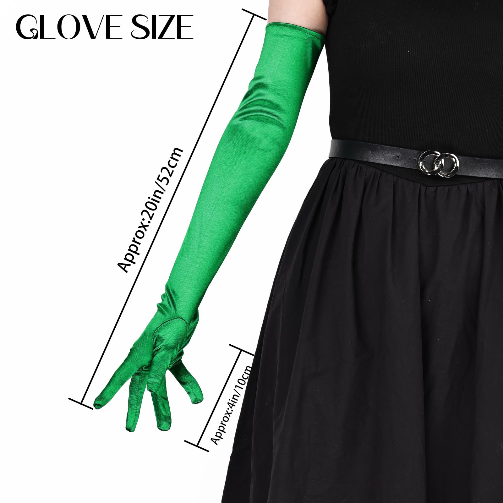 THARAHT Women Long Gloves with Satin Elbow Length for 1920s Opera Tea Party Costumes Bridal Evening Dress: Stain Green