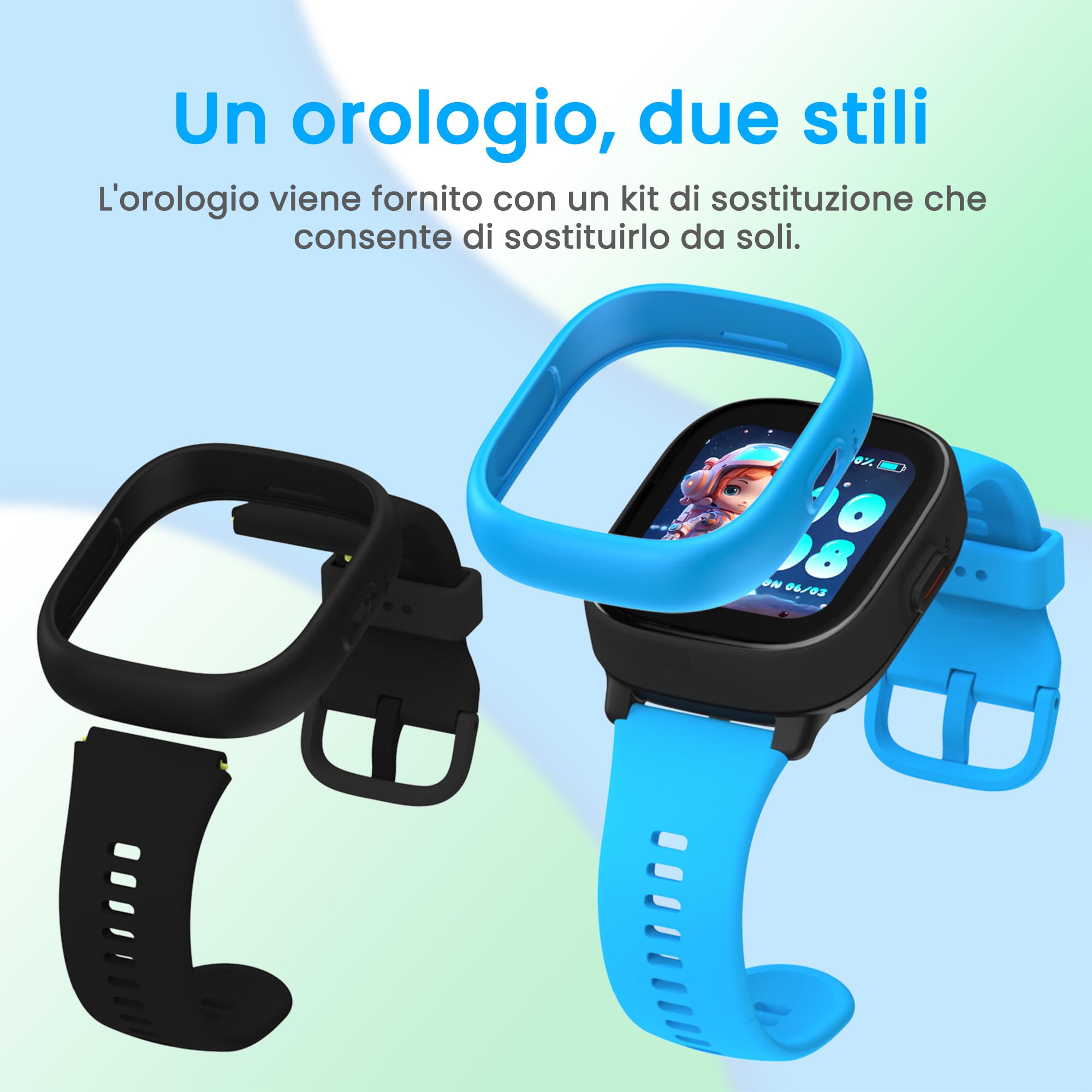 K3 Smartwatch bambini con GPS e telefono, 1,7" HD 4G smartwatch per bambini con videochiamata, WiFi, SOS, Sveglia, Modalità scuola, IP68 impermeabile – Orologio smartwatch bambino dai6