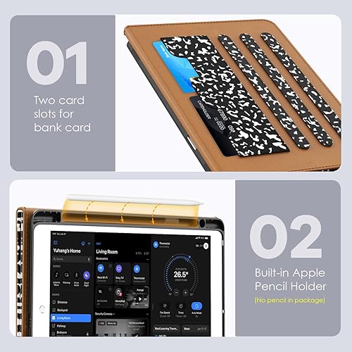 Miniatura 7 de OKP Funda para iPad de 9 generación 20218 generación 20207 generación 2019 de 10.2 pulgadas, con visión multiángulo, funda de piel sintética con