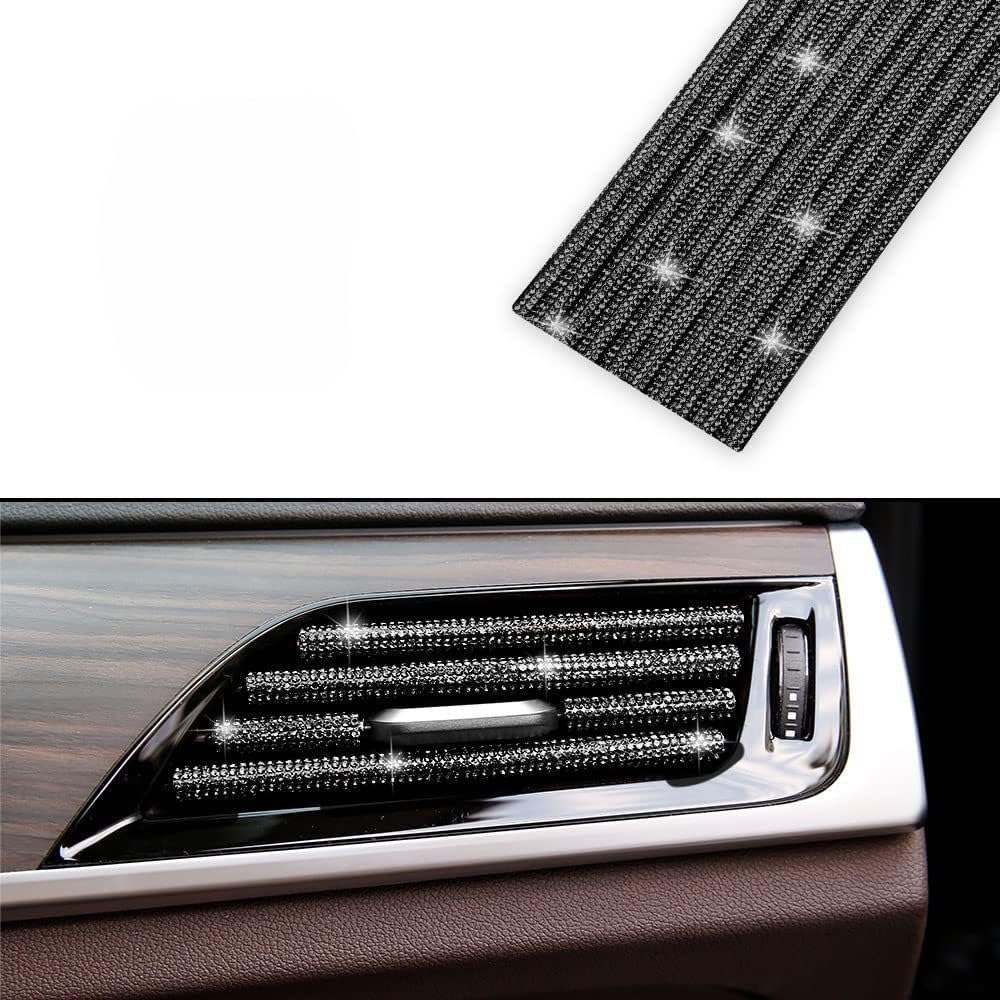 DHRYJGH 10PCS Bling Car Air Conditioner Decoration Strip, for MINI Aceman J05 2024-2026, Bling Rhinestone Decor Air Vent Trim, Crystal Car Air Vent Covers,D-Black