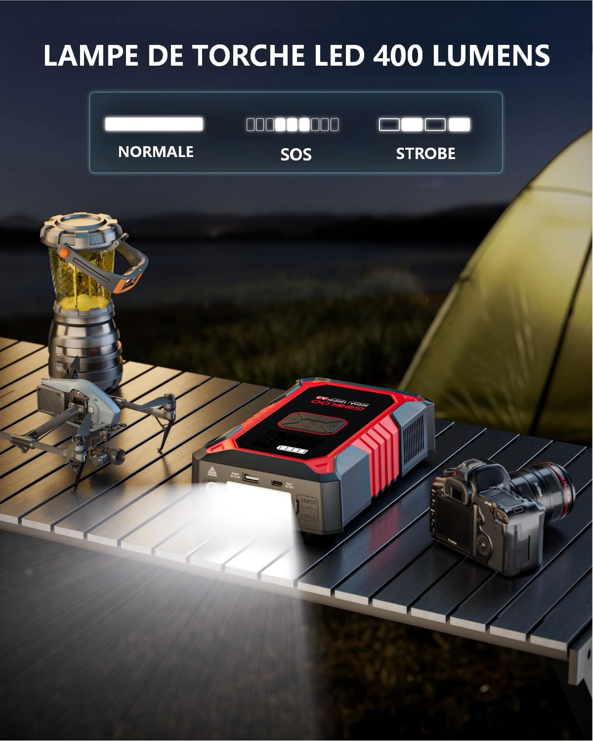 GOOLOO A3 Démarreur de Batterie Voiture 3000A avec Compresseur 150 PSI et Power Bank, Booster Portable pour Véhicules 12V (Jusqu'à 9.0L Essence/6.5L Diesel), Écran Digital et LED