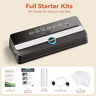 GERYON Wancle Vacuum Sealer Film Sealer for Sous Vide Dry and Moist Food, 110 W, Includes 10 Vacuum Bags